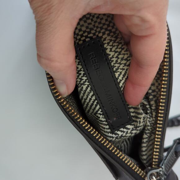 Rebecca Minkoff Crossbody Black Purse Matte Textured Tassel Chain Zipper Bag - Picture 3 of 8